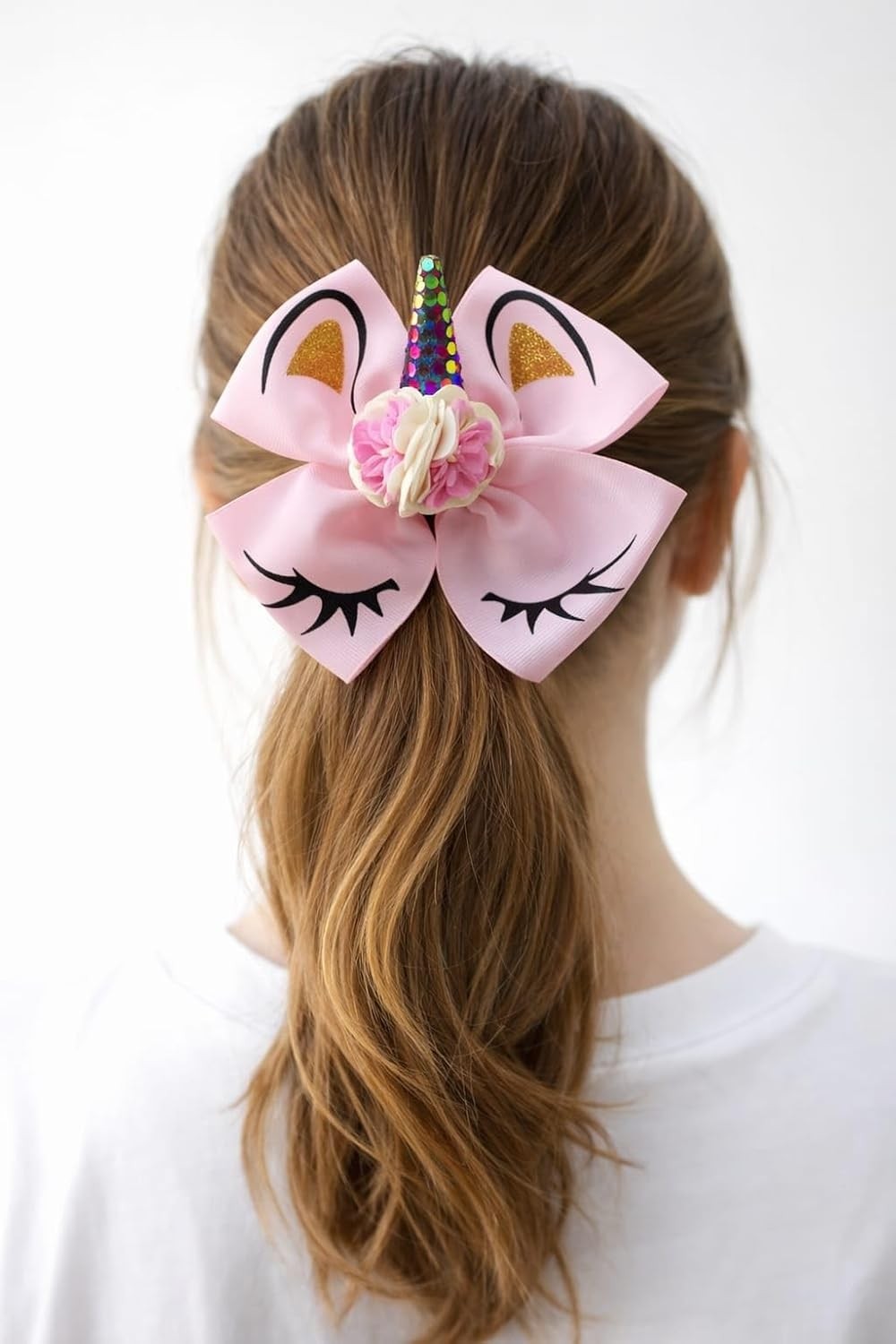 Uravas Store Pembe Unicorn Saç Tokası, Pullu Boynuz Detaylı, Çiçek Süslemeli, Kız Çocuk Saç Aksesuarı
