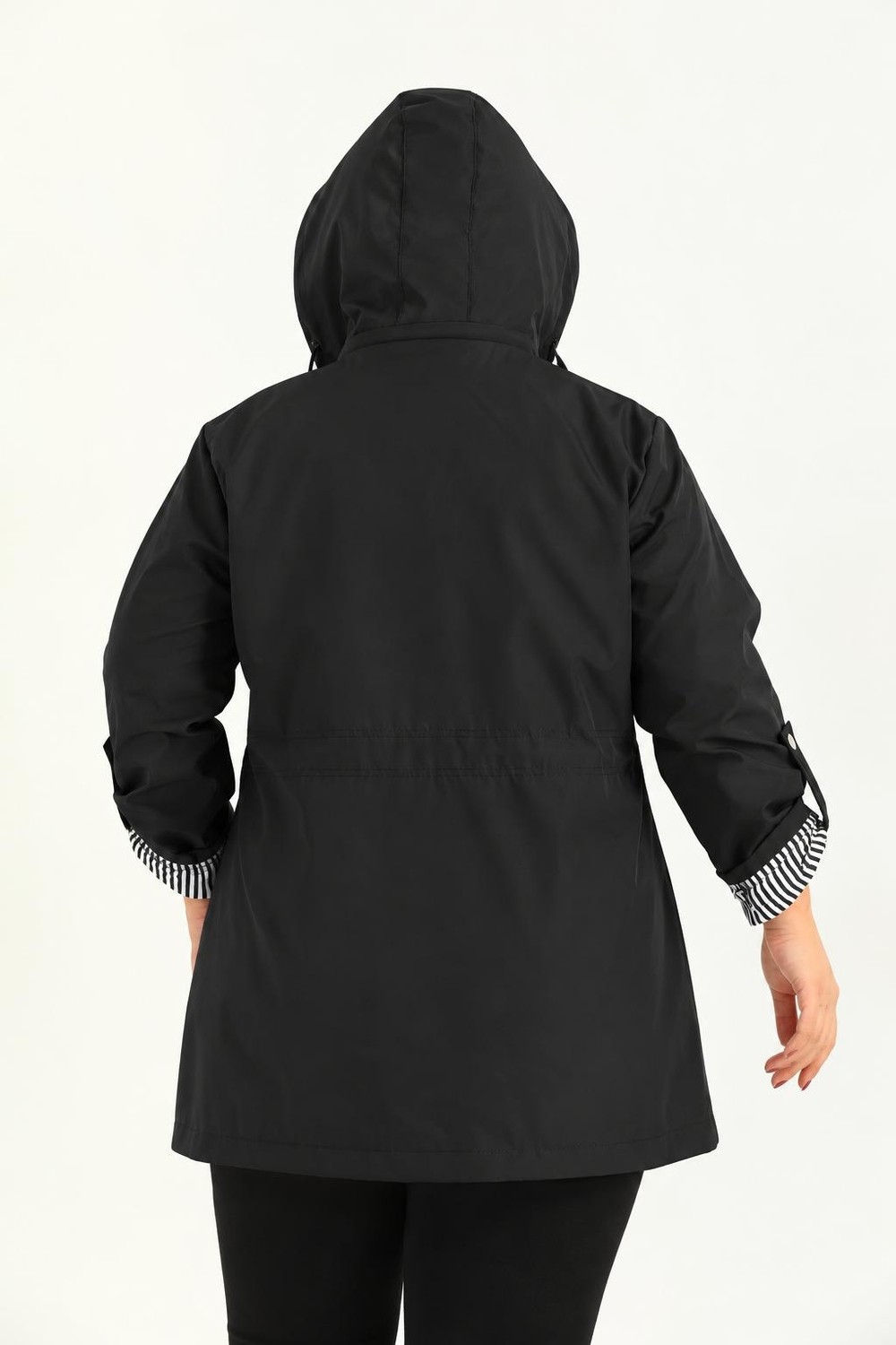 TUTveAL Collection Kadın Suya Dayanıklı Trençkot Kapüşonlu Astarlı Trençkot Bonded Kumaş Trençkot görsel 5