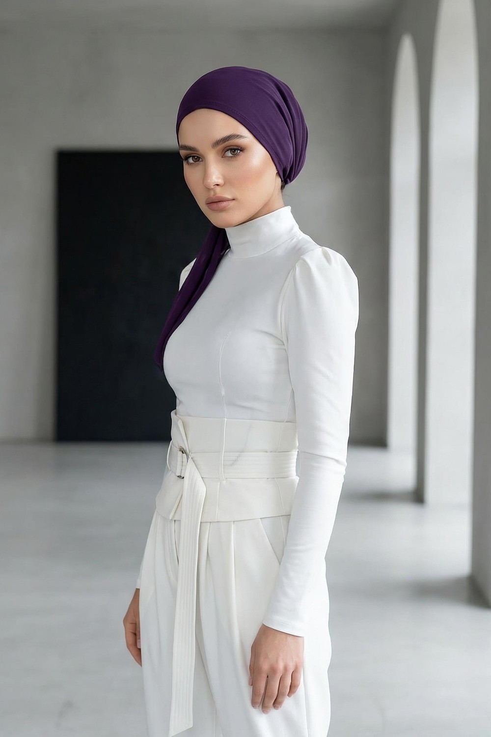 Aisha's Design Bağlanabilir Kaymaz Penye Içli Şifon Bone,b-97
