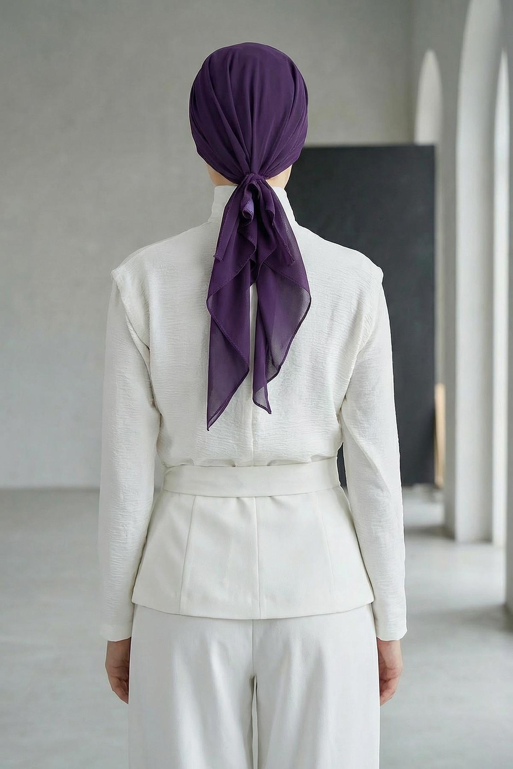 Aisha's Design Bağlanabilir Kaymaz Penye Içli Şifon Bone,b-97 görsel 3