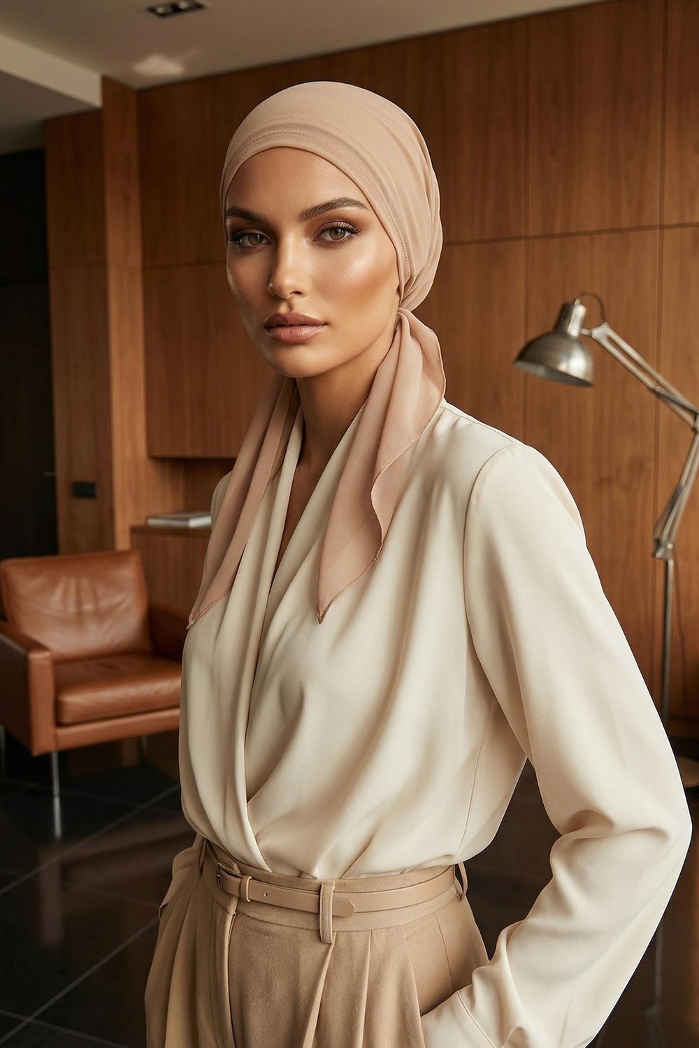 Aisha's Design Bağlanabilir Kaymaz Penye Içli Şifon Bone,b-97 görsel 4