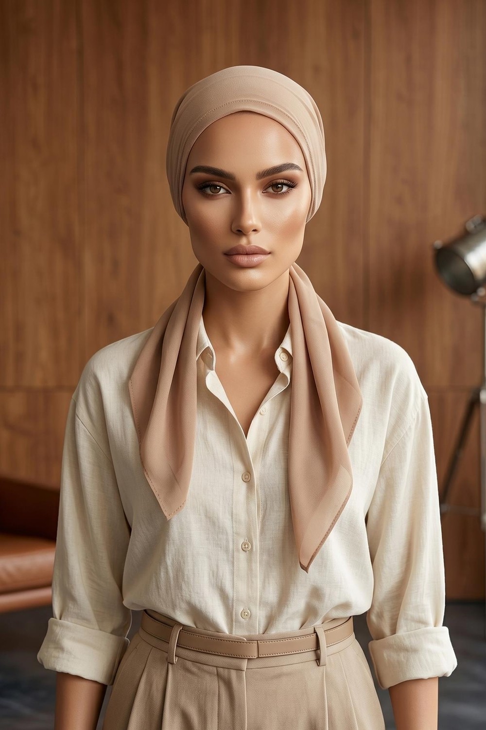Aisha's Design Bağlanabilir Kaymaz Penye Içli Şifon Bone,b-97 görsel 5