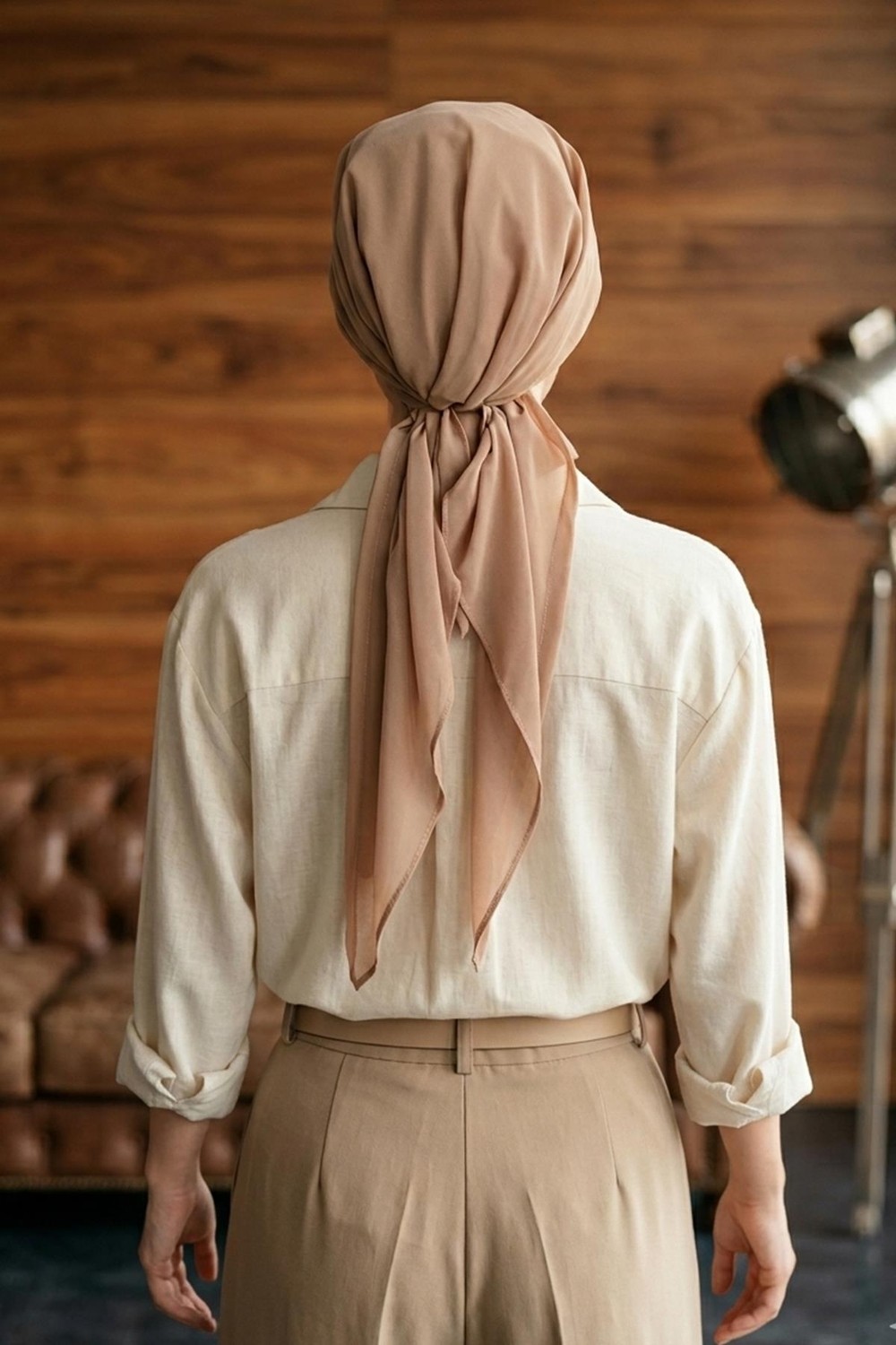 Aisha's Design Bağlanabilir Kaymaz Penye Içli Şifon Bone,b-97 görsel 7