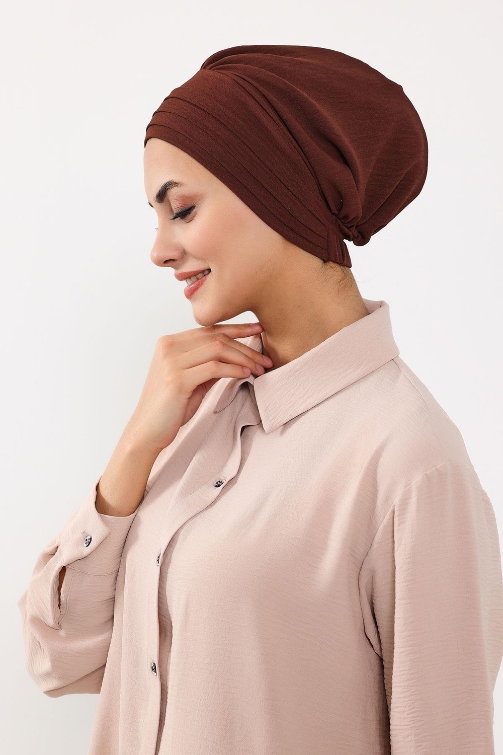 Aisha's Design Çıkarılabilir Arkası Fiyonklu Şapkalı Bone TÜRBAN,S-4A görsel 7