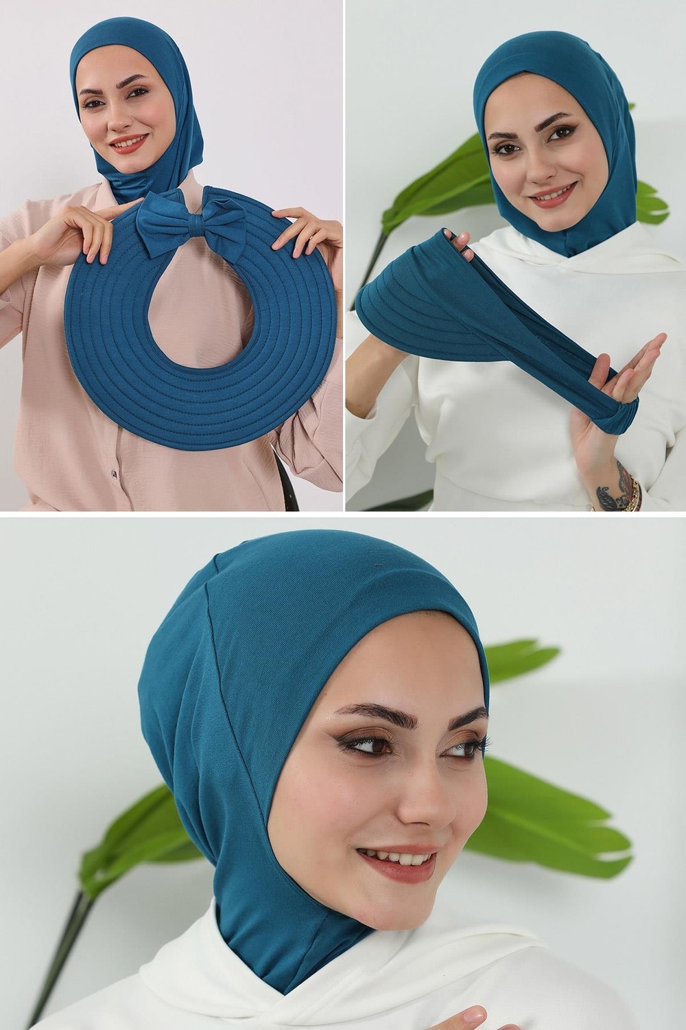 Aisha's Design 3'lü Tak-Çık Bone,siperlik ve Şapka Seti Tesettür,st-1p