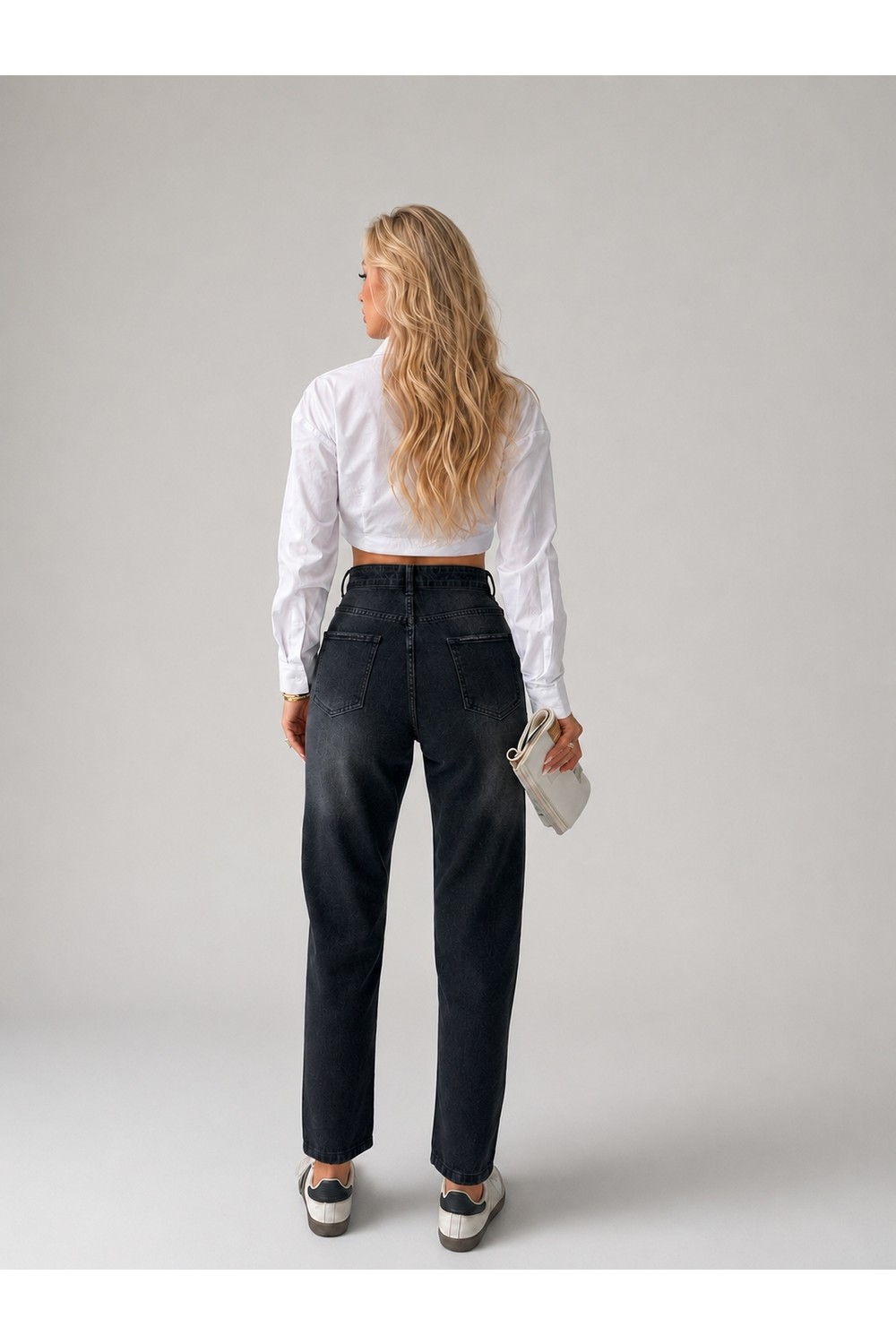 Shevega Yüksek Bel Kemer Detaylı Trend Mom Jean Boyfriend Kot Pantolon görsel 6
