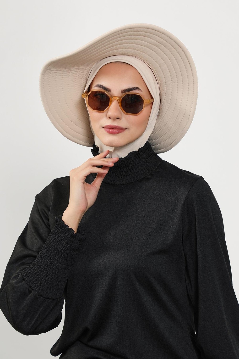 Aisha's Design Çıkarılabilir Arkası Fiyonklu Ninja Bone ve Şapkalı Tesettür (Deniz,havuz) Yüzücü Bonesi,s-5sn görsel 3
