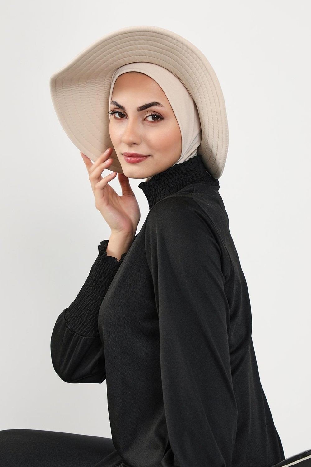 Aisha's Design Çıkarılabilir Arkası Fiyonklu Ninja Bone ve Şapkalı Tesettür (Deniz,havuz) Yüzücü Bonesi,s-5sn görsel 4