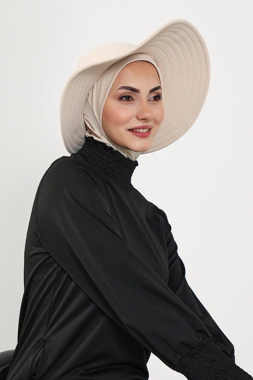 Aisha's Design Çıkarılabilir Arkası Fiyonklu Ninja Bone ve Şapkalı Tesettür (Deniz,havuz) Yüzücü Bonesi,s-5sn görsel 5