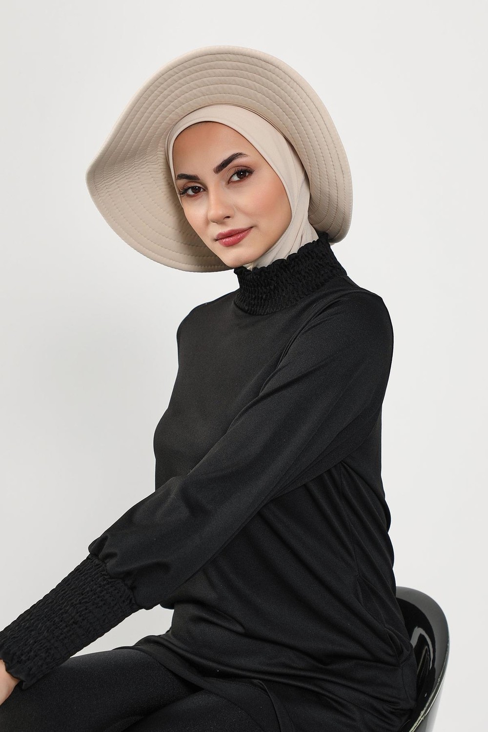 Aisha's Design Çıkarılabilir Arkası Fiyonklu Ninja Bone ve Şapkalı Tesettür (Deniz,havuz) Yüzücü Bonesi,s-5sn görsel 7
