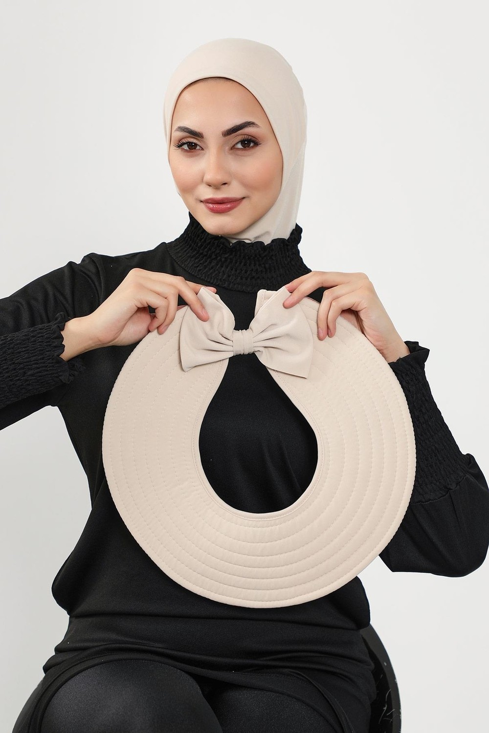 Aisha's Design Çıkarılabilir Arkası Fiyonklu Ninja Bone ve Şapkalı Tesettür (Deniz,havuz) Yüzücü Bonesi,s-5sn görsel 8