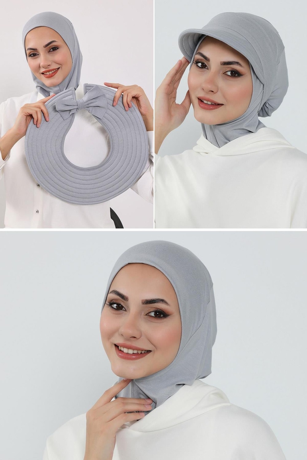 Aisha's Design 3'lü Tak-Çık Bone,siperlik ve Şapka Seti Tesettür,st-1p