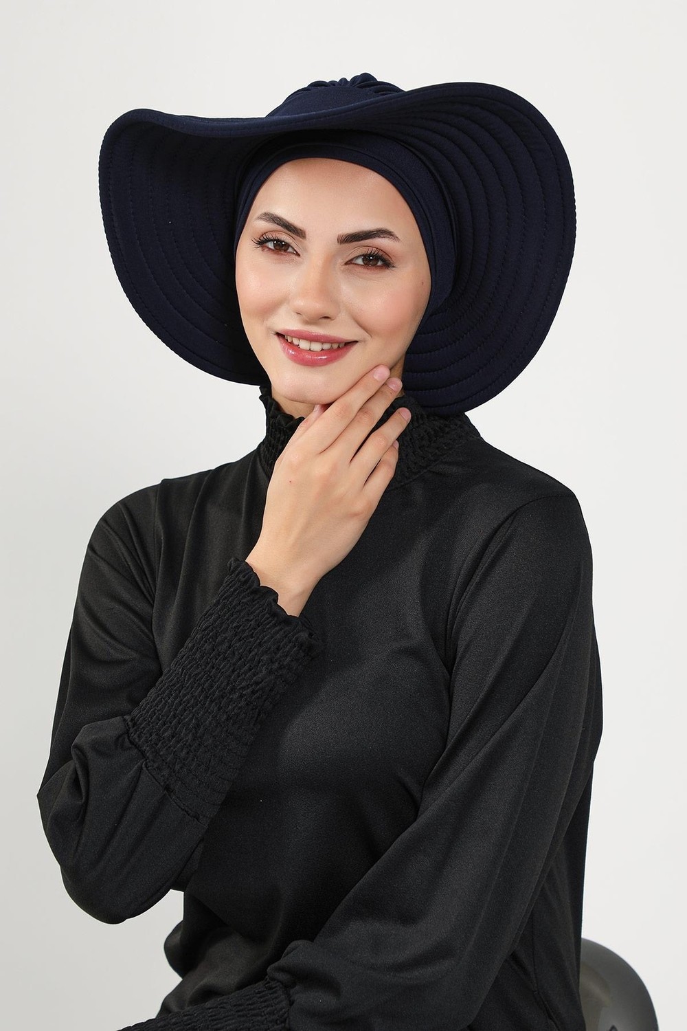 Aisha's Design Çıkarılabilir Arkası Fiyonklu Şapkalı Tesettür (Deniz,havuz) Yüzücü BONESI,S-10SN görsel 5