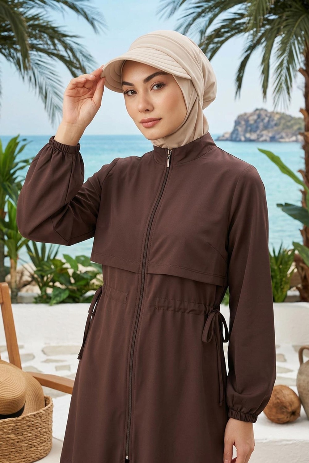 Aisha's Design Çıkarılabilir Siperlikli Tesettür (Deniz,havuz) Yüzücü BONESI,B-82SN