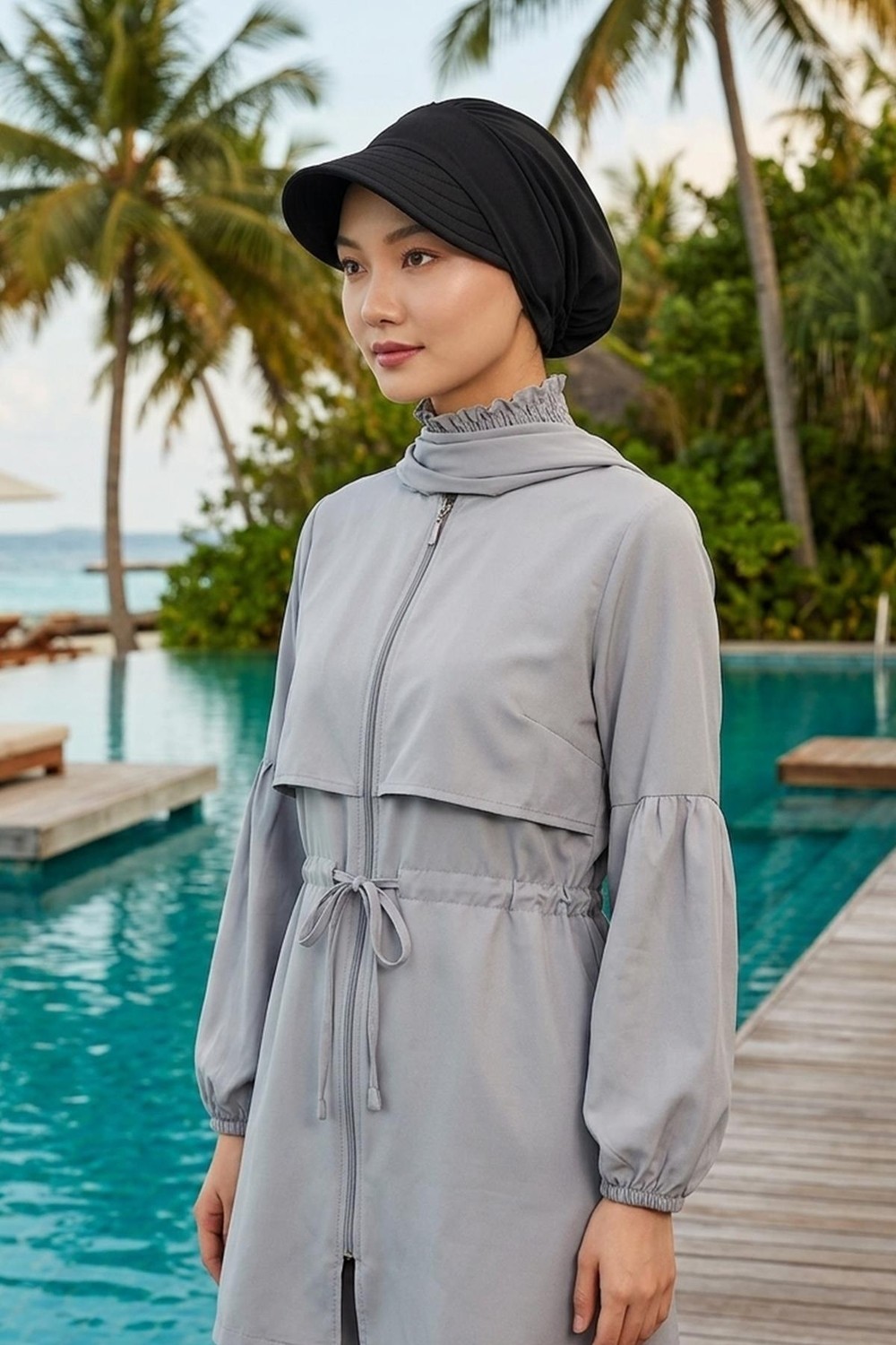 Aisha's Design Siperlikli Tesettür (Deniz,havuz) Yüzücü BONESI,B-73SN