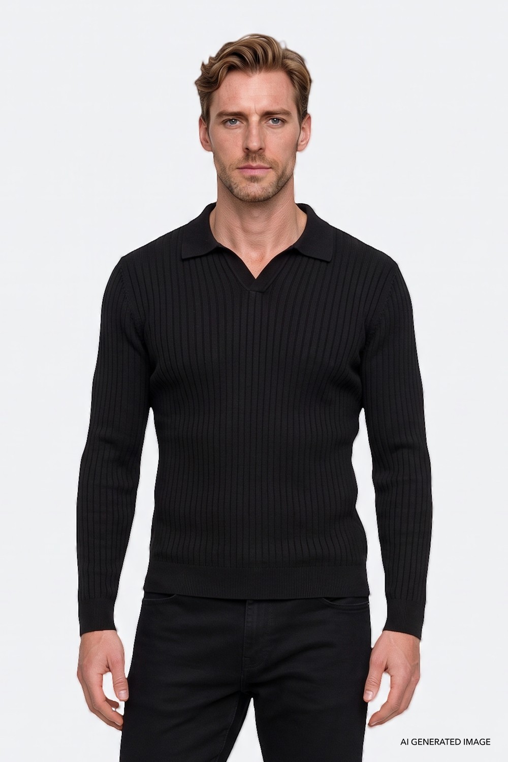 Altınyıldız Classics Standart Fit Normal Kesim Polo Yaka Jakarlı Triko Kazak