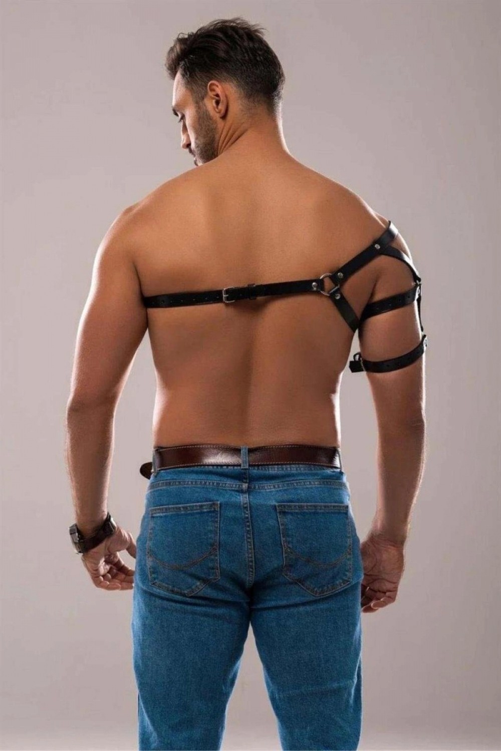 Pileli Store Tek Omuz Erkek Harness, Erkek Göğüs ve Omuz Harness - M136 görsel 4