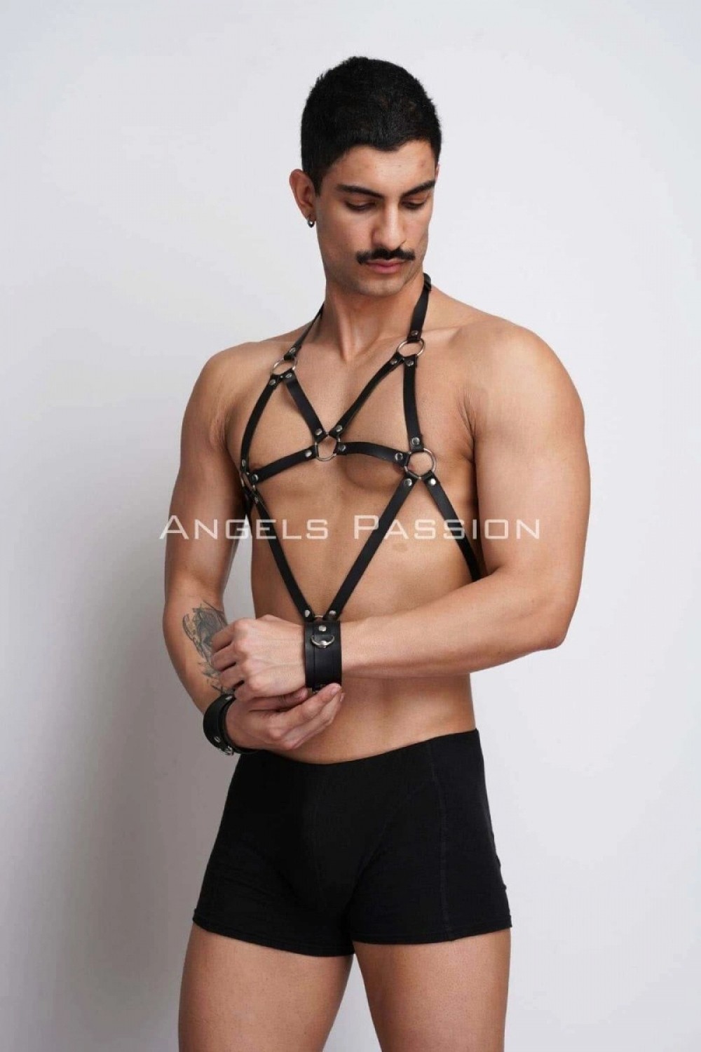 Pileli Store Erkek Deri Göğüs Harness, Erkek Fantazi Giyim, Erkek Parti Giyim - M75 görsel 4
