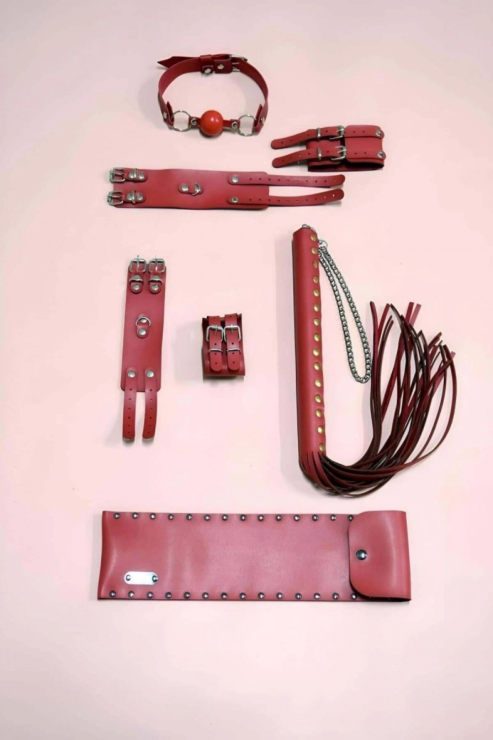 Pileli Store Kırbaç Kelepçe Takım 4'lü Set, El - Ayak Kelepçesi, Kırbaç, Ağız Topu - 1306 görsel 2