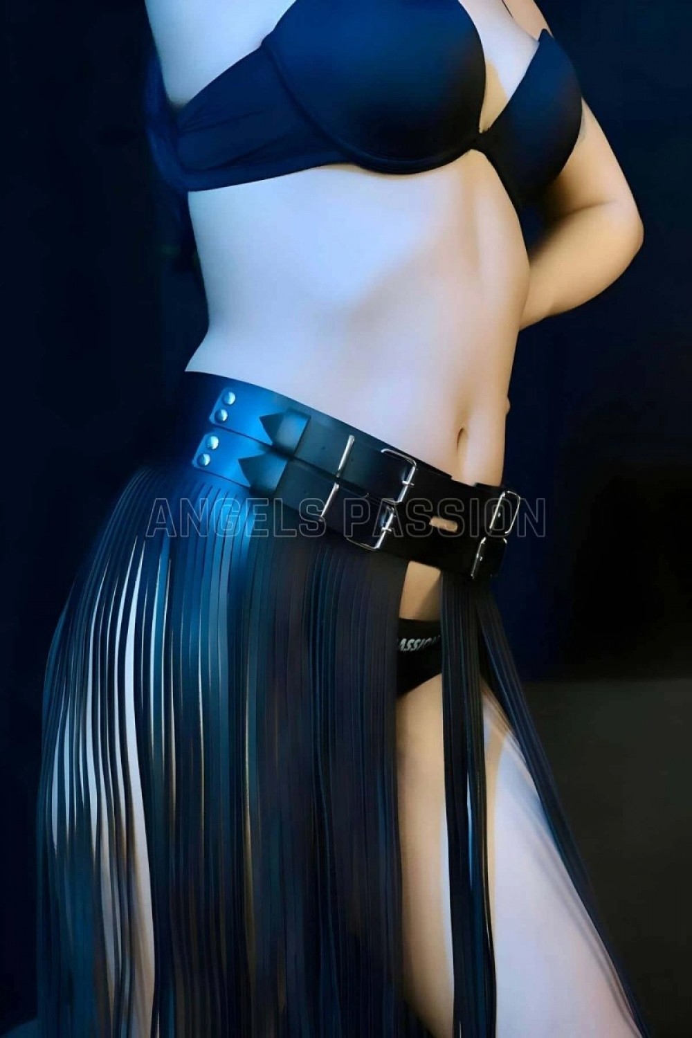 Pileli Store Püsküllü Deri Etek Harness - 1090