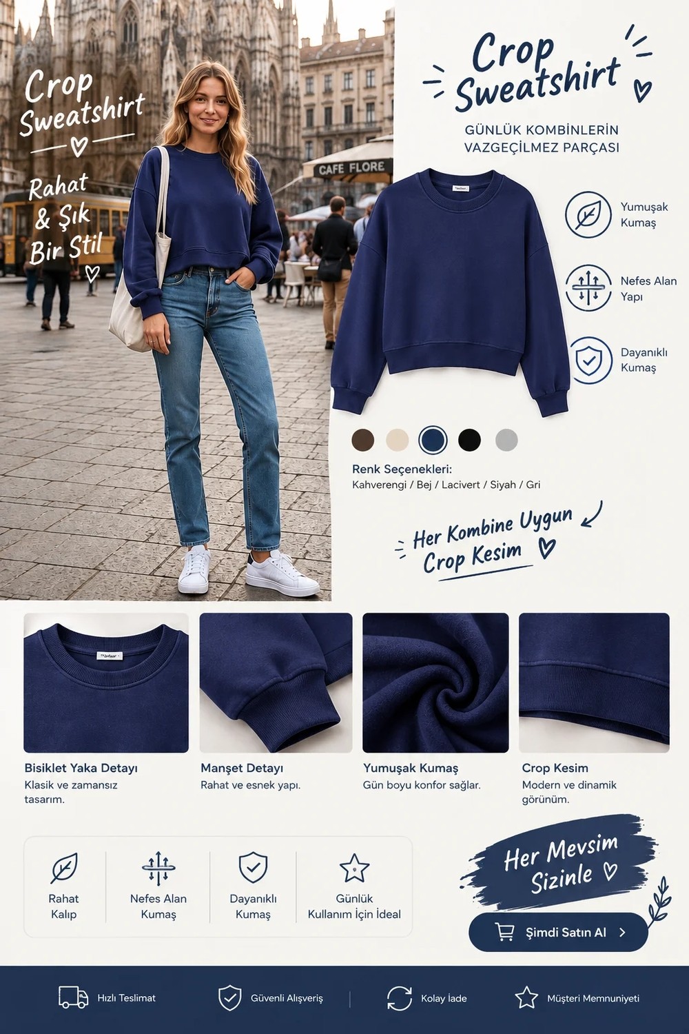 Luxic Core Luxıc Core Kadın Crop Bisiklet Yaka Sweatshirt Pamuklu Yumuşak Dokulu Günlük Spor Sweatshirt - Yeşil