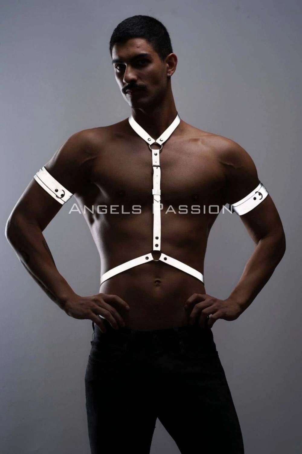 Pileli Store Reflektörlü Karanlıkta Yansıyan (Reflektörlü) Erkek Göğüs ve Pazu Harness Takım - M15