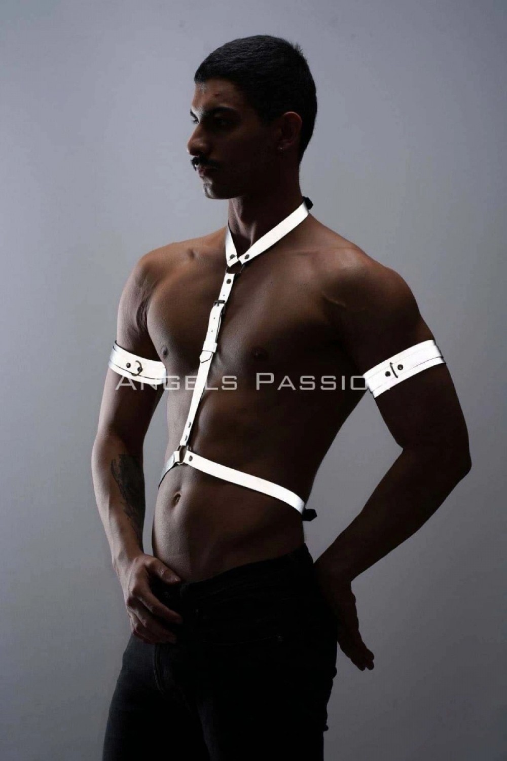 Pileli Store Reflektörlü Karanlıkta Yansıyan (Reflektörlü) Erkek Göğüs ve Pazu Harness Takım - M15 görsel 2
