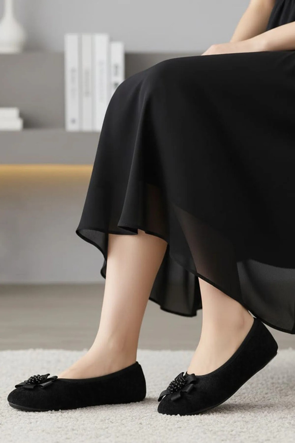 Ceyda Shoes Süslü Kadife Ev, Hac Tavaf Umre Babeti, Hediye, Günlük Babet,tüylü Babet, Panduf, Patik, Gösteri Pisi Pisi görsel 7