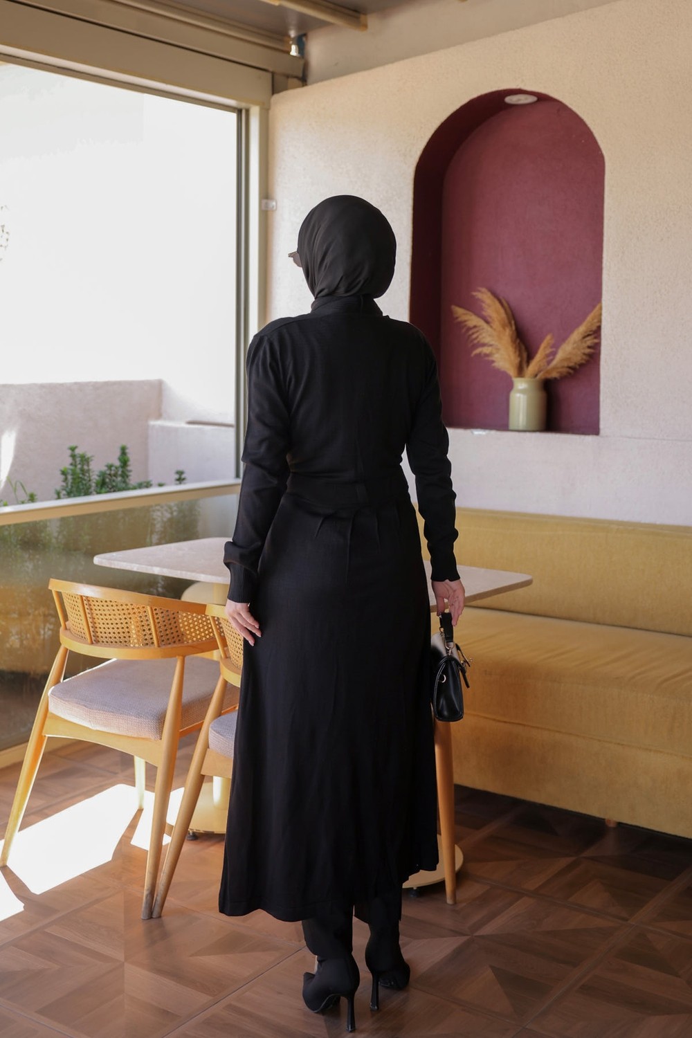 İmaj Butik Füme Cepli Uzun Merserize Triko Hırka görsel 5
