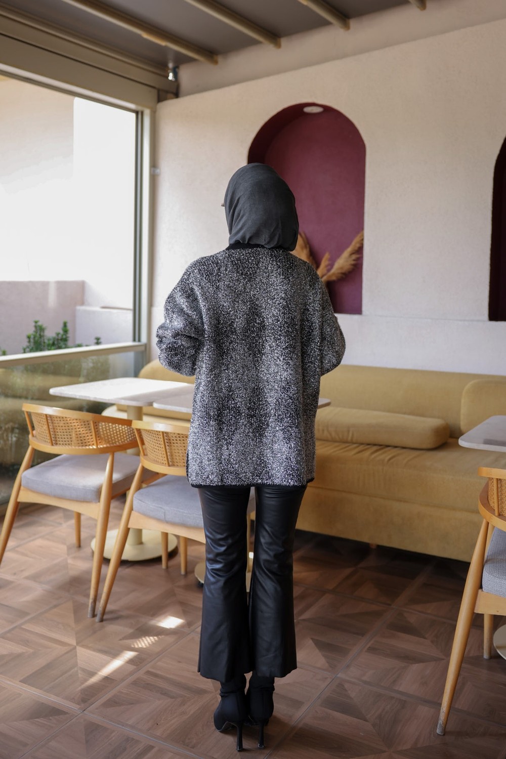İmaj Butik Kahverengi Minerva Simli Sakal Salaş Triko Kazak görsel 5