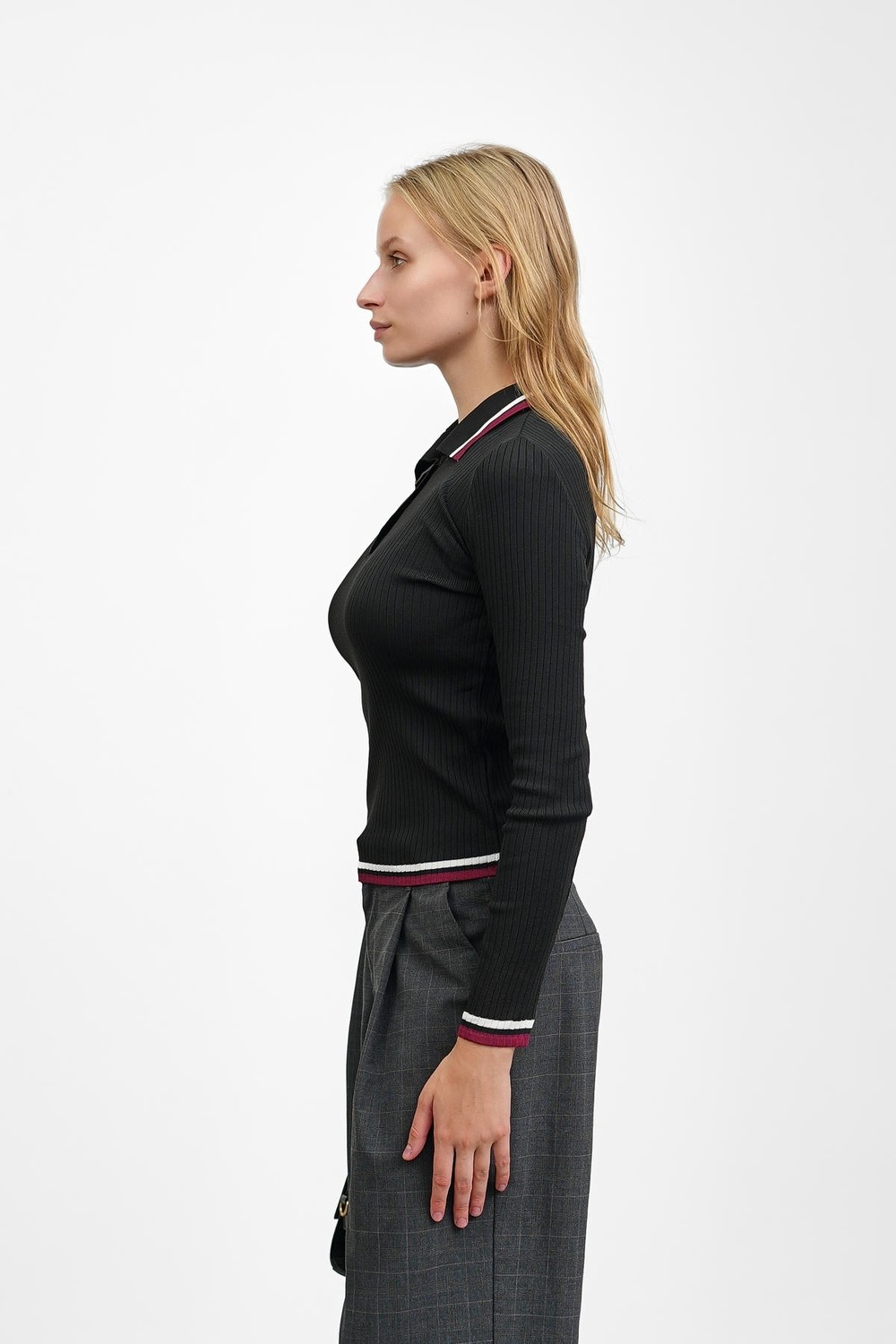 İmaj Butik Füme Fitilli Polo Yaka Çizgili Triko Body Kazak görsel 8