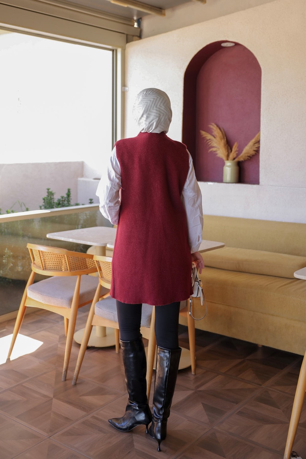 İmaj Butik Krem Fiyonk Düğmeli Keçe Yelek görsel 5