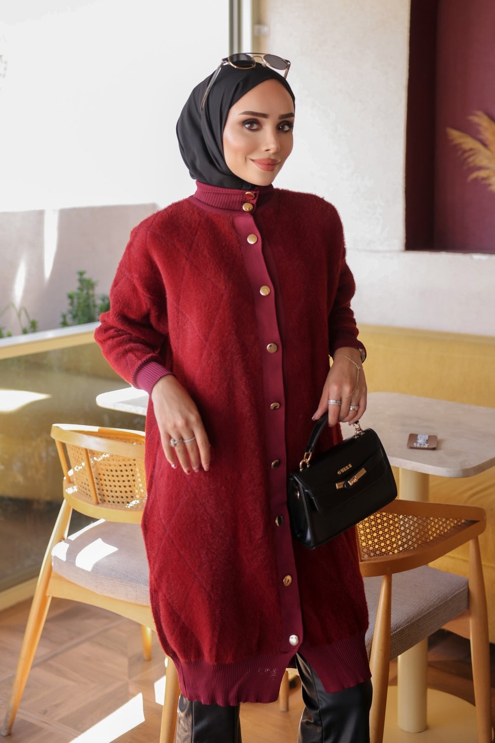 İmaj Butik Siyah Düğmeli Angora Yumoş Triko Hırka