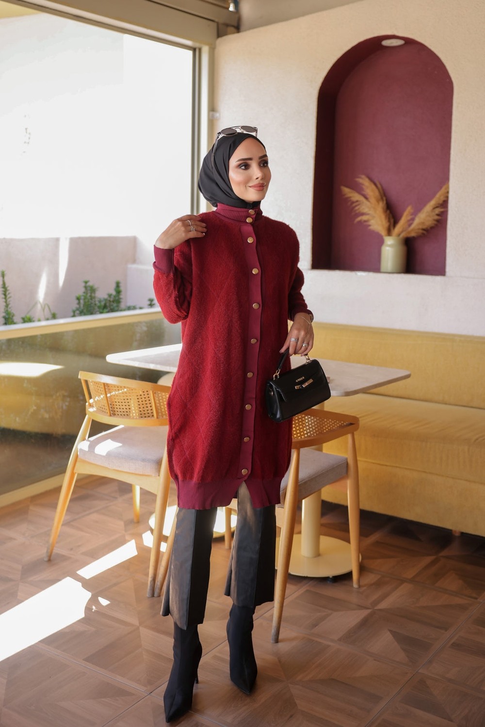İmaj Butik Siyah Düğmeli Angora Yumoş Triko Hırka görsel 3