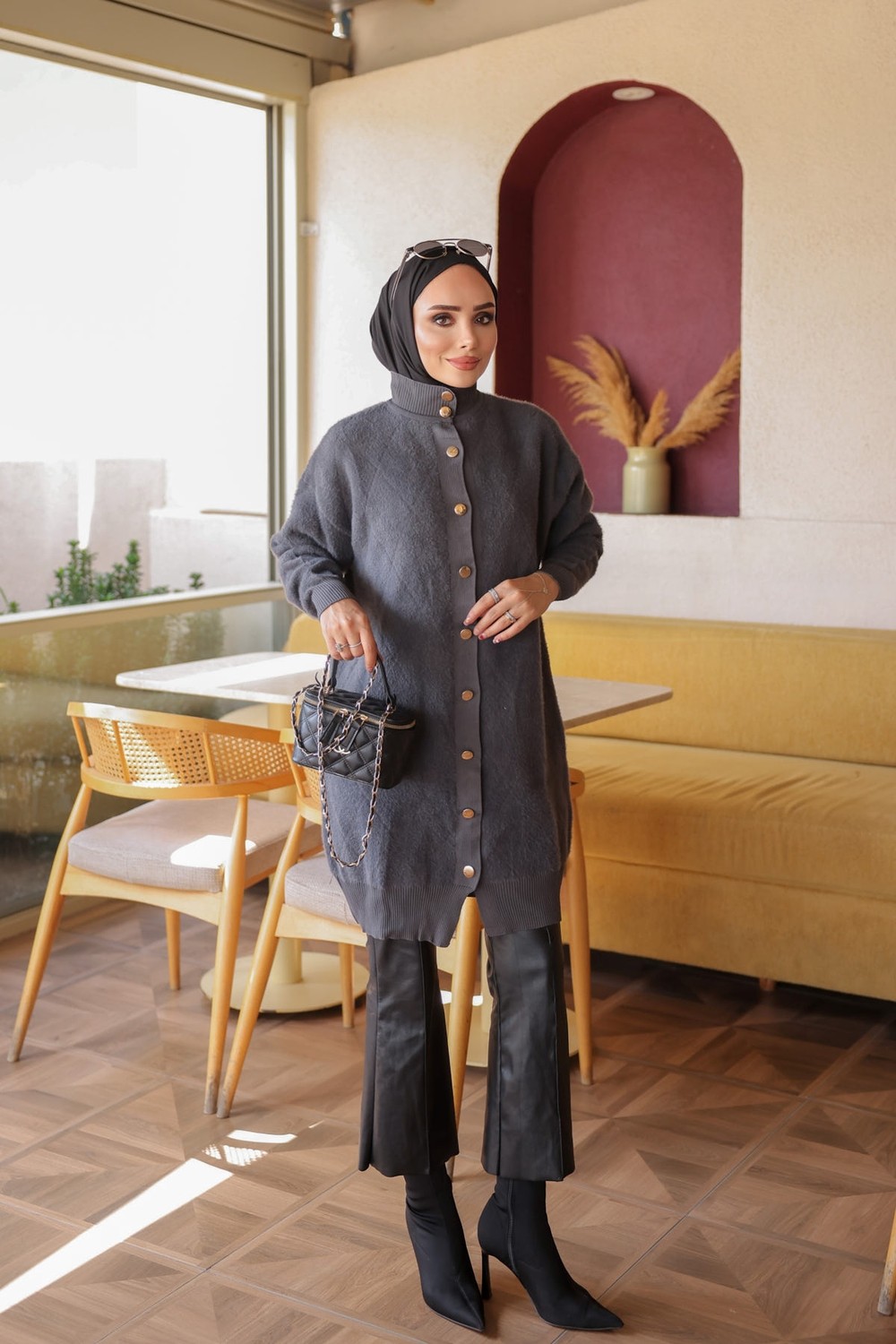 İmaj Butik Siyah Düğmeli Angora Yumoş Triko Hırka görsel 7