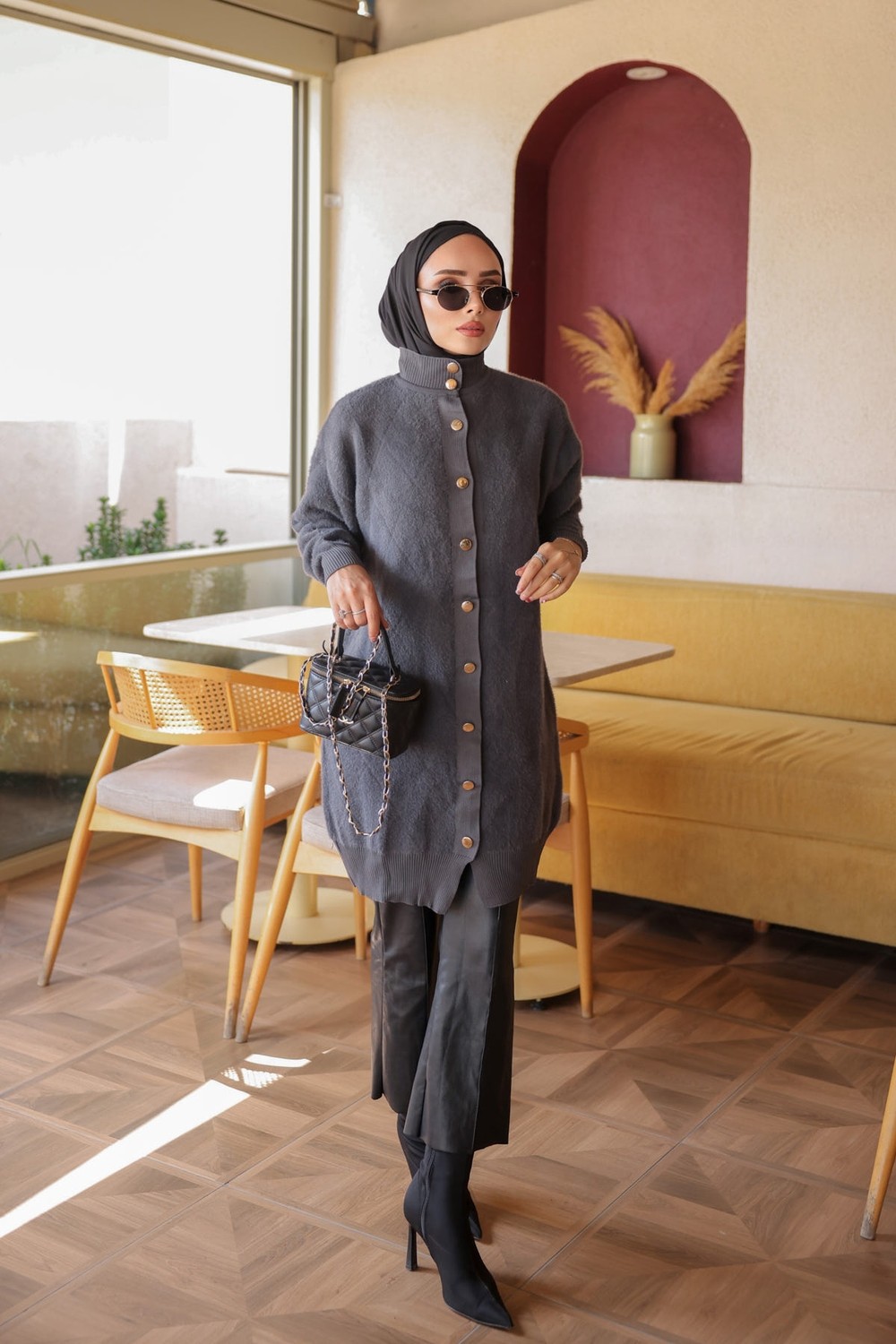 İmaj Butik Siyah Düğmeli Angora Yumoş Triko Hırka görsel 8