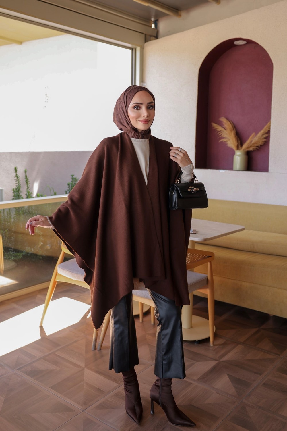 İmaj Butik Siyah Salaş Merserize Triko Panço görsel 5