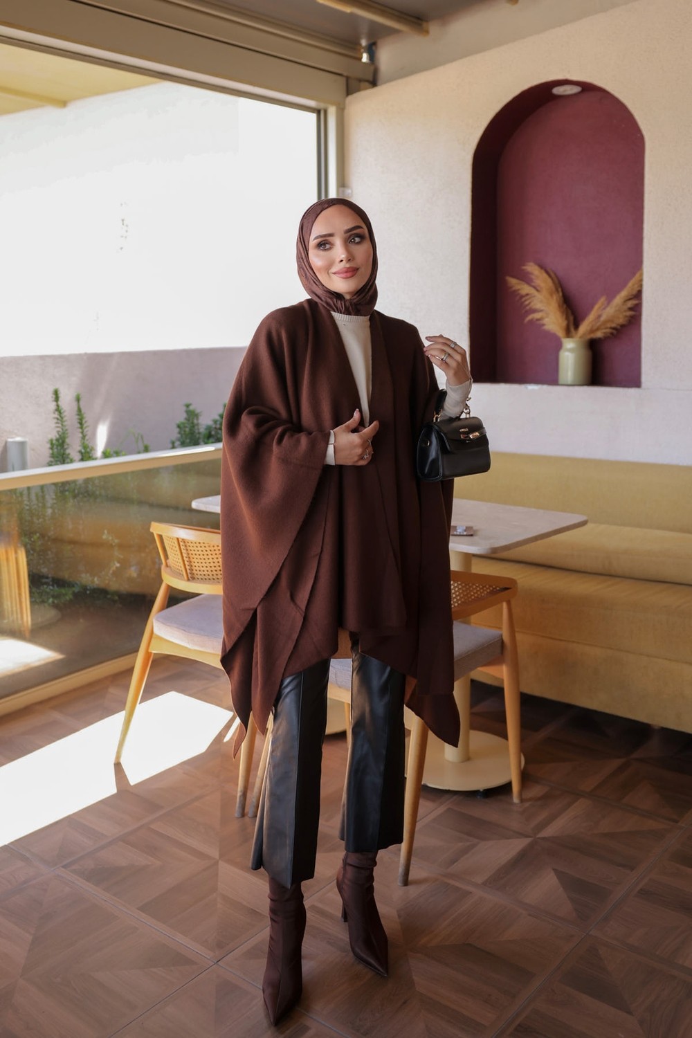 İmaj Butik Siyah Salaş Merserize Triko Panço görsel 6