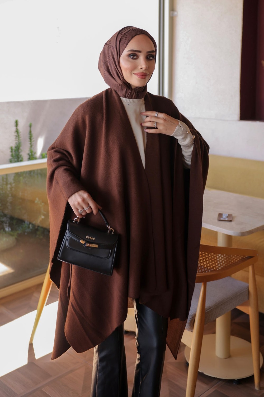 İmaj Butik Siyah Salaş Merserize Triko Panço görsel 7