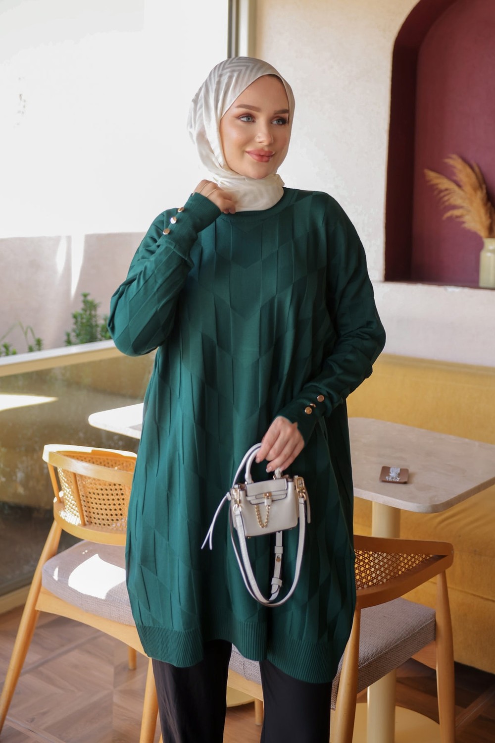 İmaj Butik Koyu Vizon Soğuk Iplik Triko Tunik