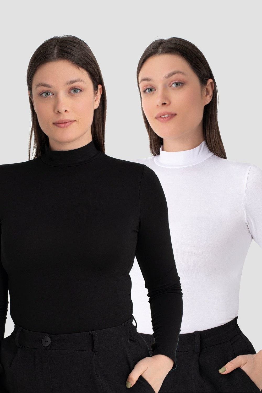 Arma Yıldız Kadın Balıkçı Yaka Uzun Kollu Body 2'li Paket