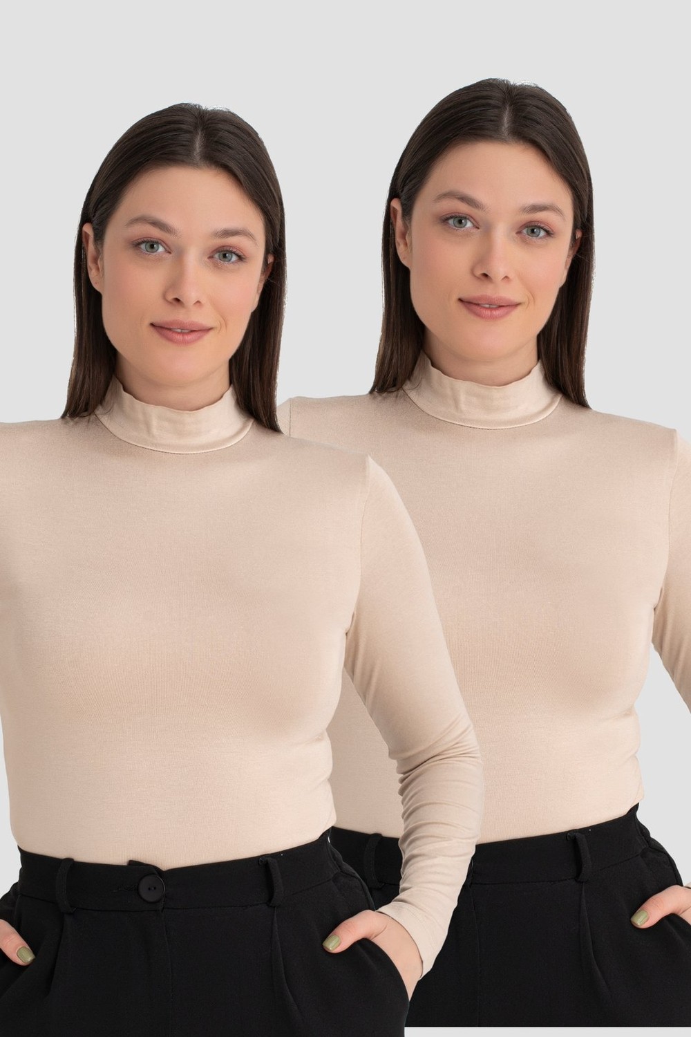 Arma Yıldız Kadın Balıkçı Yaka Uzun Kollu Body 2'li Paket