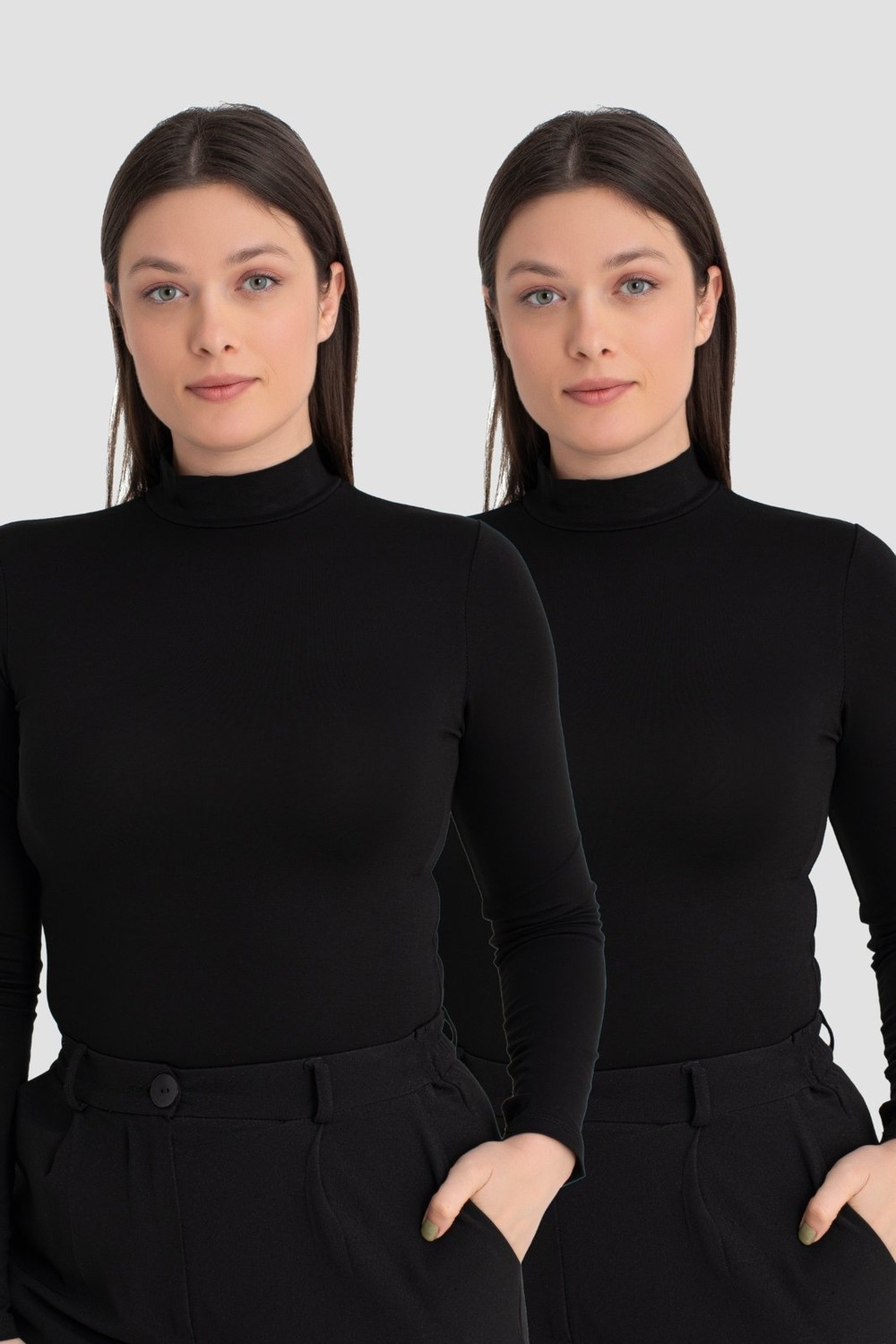 Arma Yıldız Kadın Balıkçı Yaka Uzun Kollu Body 2'li Paket