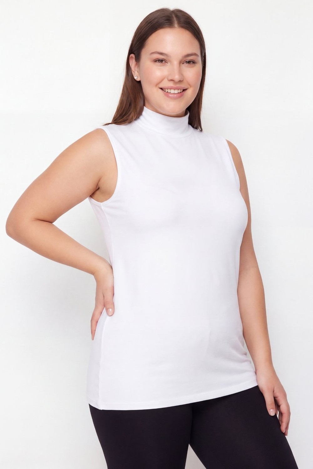 Arma Yıldız Kadın Büyük Beden Balıkçı Yaka Kolsuz Body Beyaz 3'lü Paket görsel 4