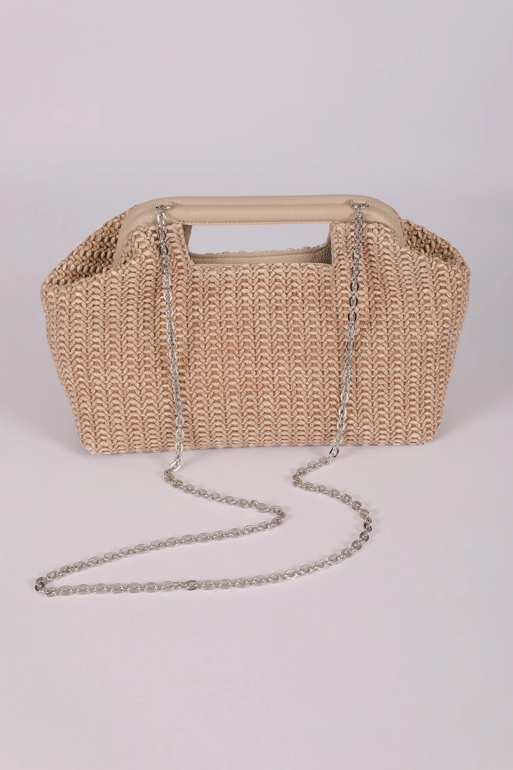 Heybes Kadın Renkli Çizgili Hasır Jüt Clutch El Çantası görsel 3