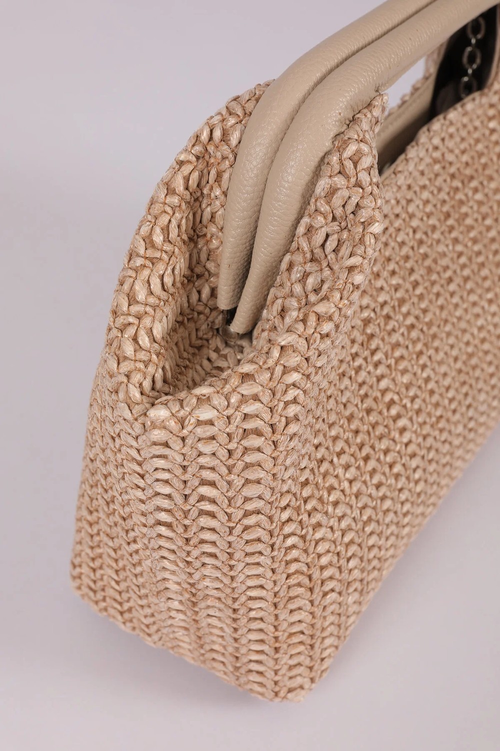 Heybes Kadın Renkli Çizgili Hasır Jüt Clutch El Çantası görsel 4