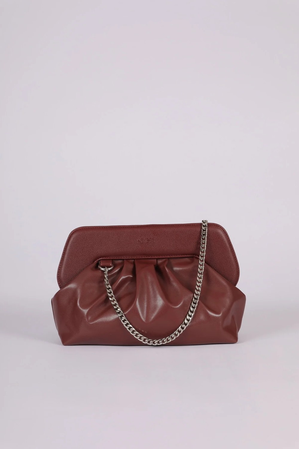 Heybes Kadın Taba Vegan Deri Büzgü Tasarım Mıknatıs Mekanizmalı Modern Clutch El Çantası