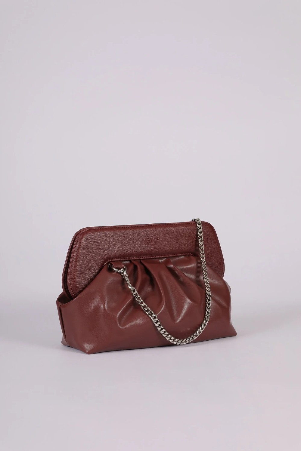 Heybes Kadın Taba Vegan Deri Büzgü Tasarım Mıknatıs Mekanizmalı Modern Clutch El Çantası görsel 2
