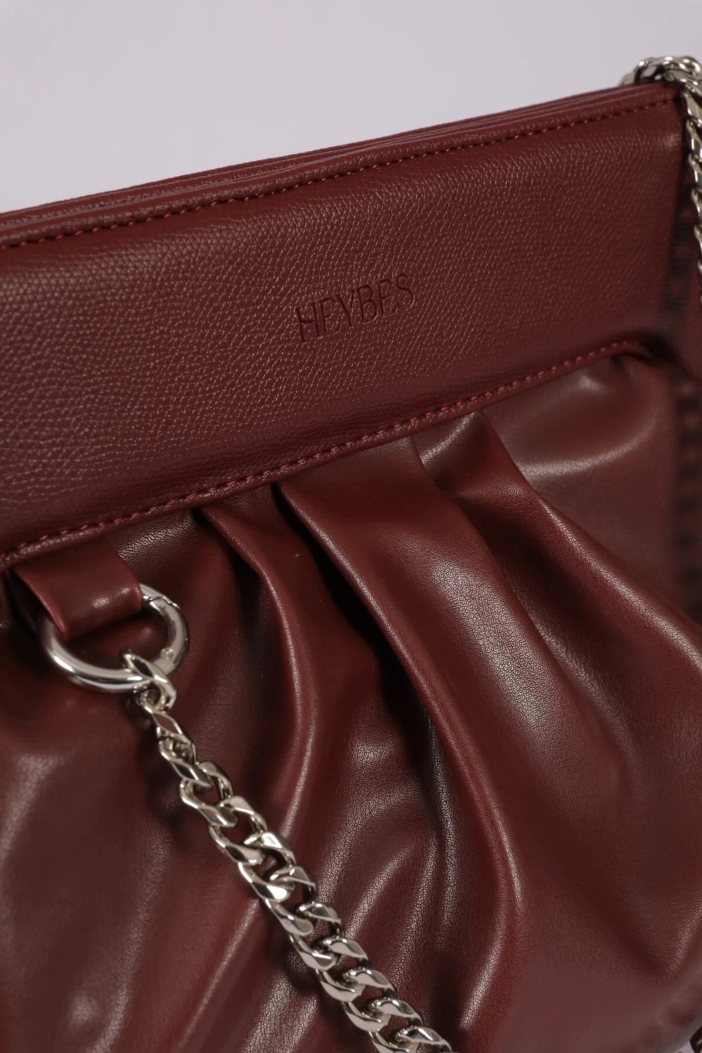 Heybes Kadın Taba Vegan Deri Büzgü Tasarım Mıknatıs Mekanizmalı Modern Clutch El Çantası görsel 5