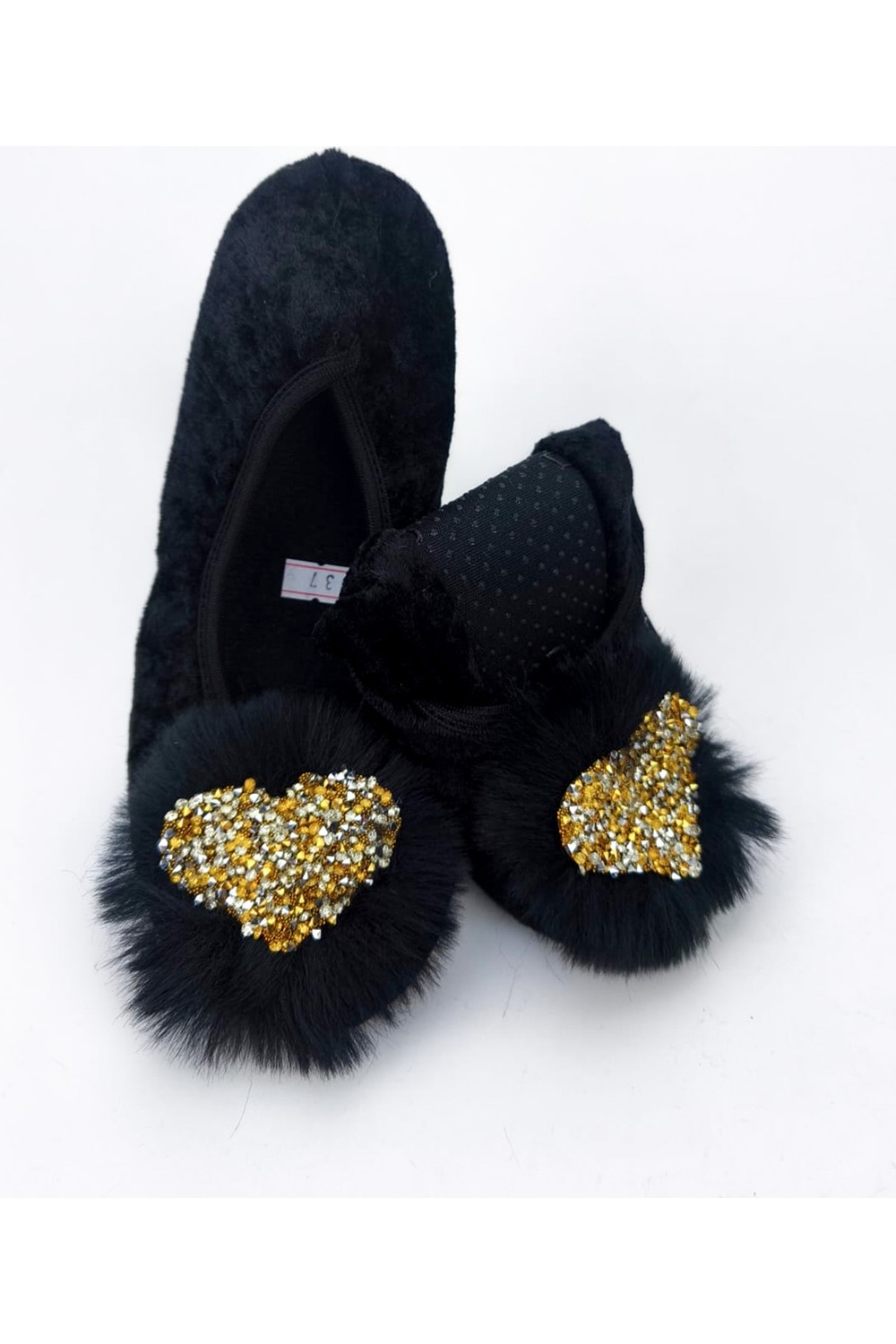 Ceyda Shoes Süslü Kadife Ev,hac, Umre Babeti, Hediye, Günlük Babet,tüylü Babet, Panduf, Patik, Gösteri Pisi Pisi görsel 3